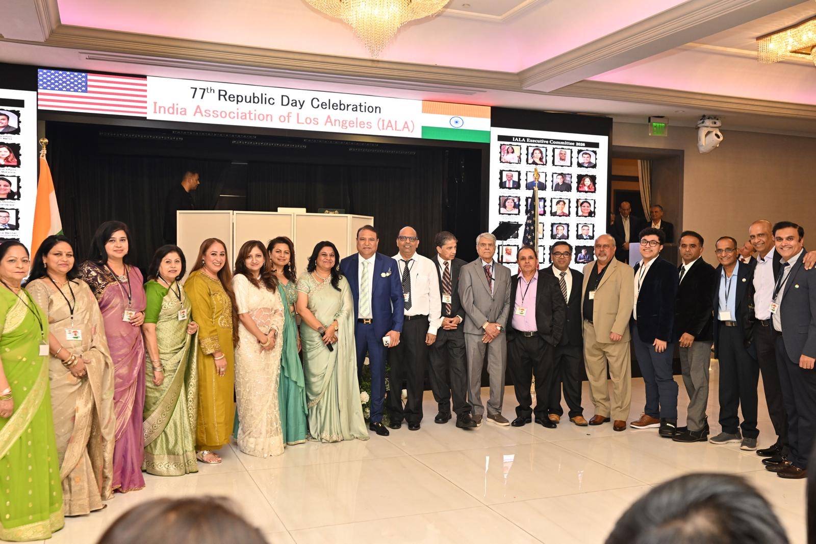Indian-American families celebrating together at a cultural festival